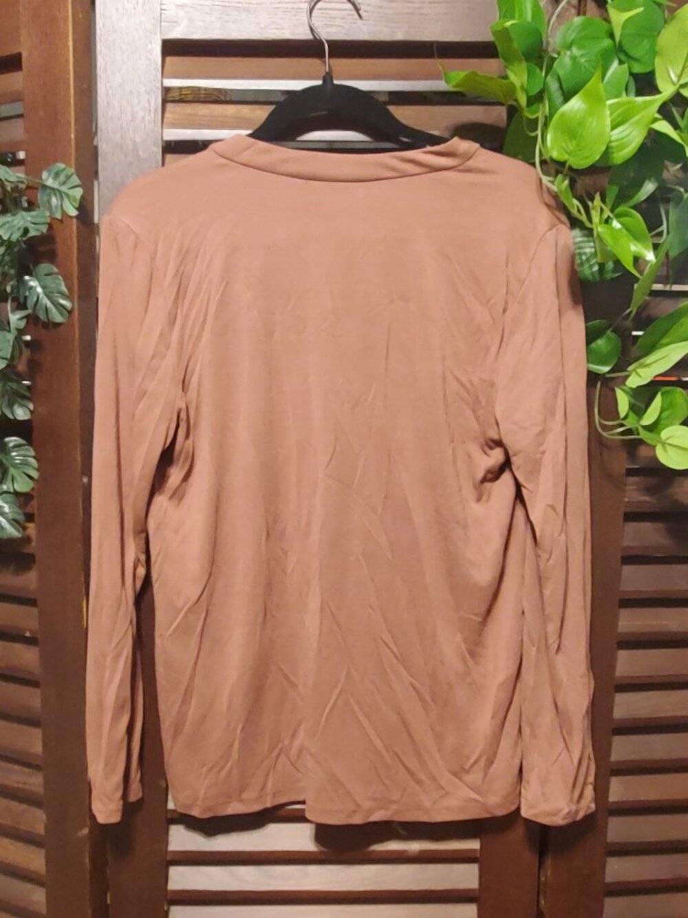 Rust Split-Neck Utility Popover Blouse - Picture 2 of 3